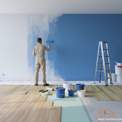 Painter in Magarpatta Pune doing interior wall painting